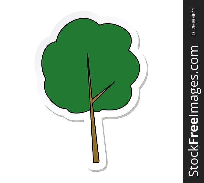 Sticker Of A Quirky Hand Drawn Cartoon Tree