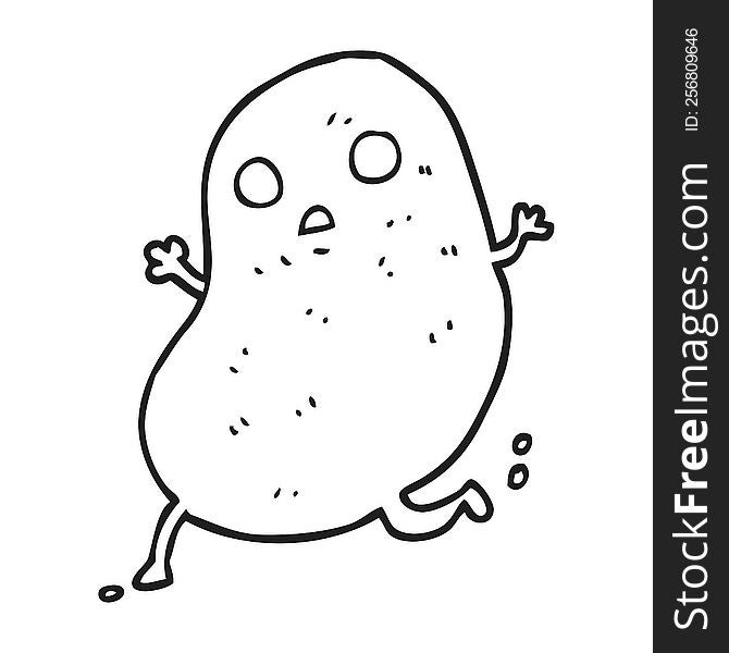 Black And White Cartoon Potato Running