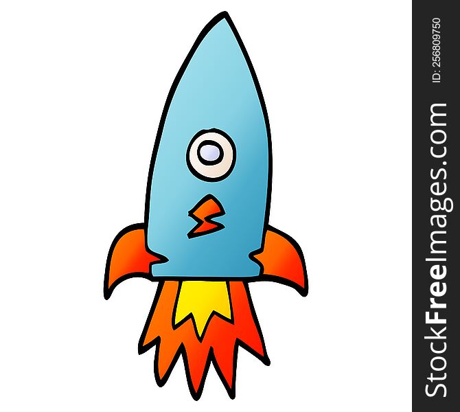 cartoon doodle space rocket