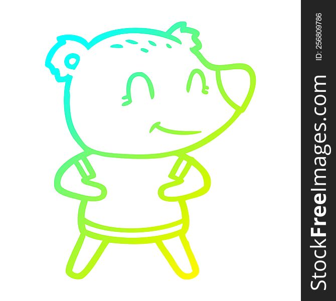 Cold Gradient Line Drawing Friendly Bear Cartoon