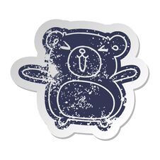 Distressed Old Sticker Kawaii Cute Teddy Bear Stock Photo