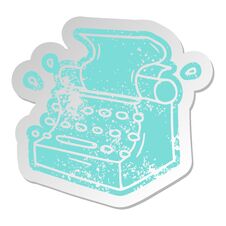 Distressed Old Sticker Of Old School Typewriter Royalty Free Stock Photography