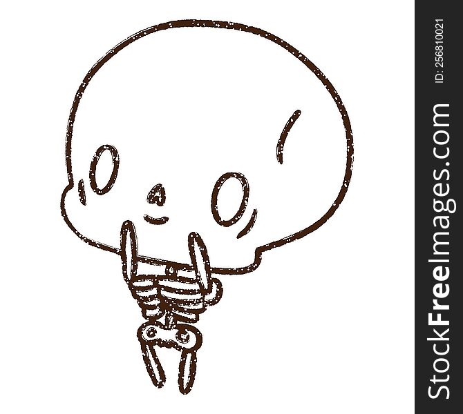 Cute Skeleton Charcoal Drawing