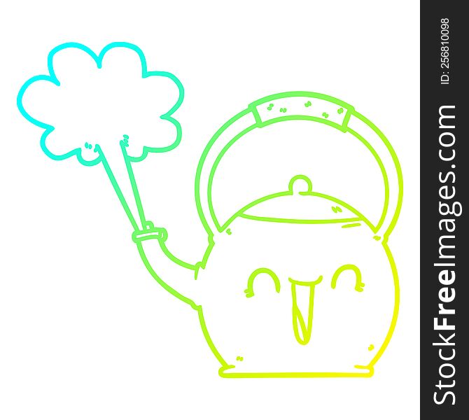 cold gradient line drawing cartoon boiling kettle
