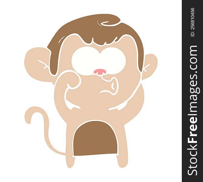 flat color style cartoon hooting monkey