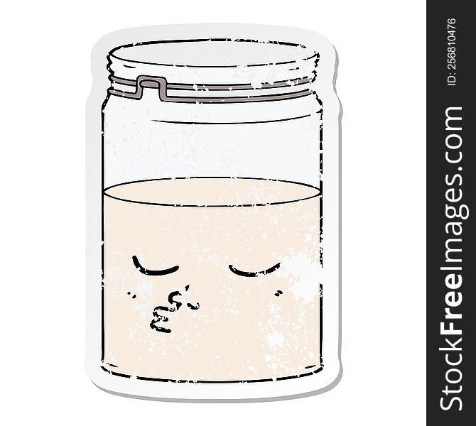 Distressed Sticker Of A Cartoon Glass Jar