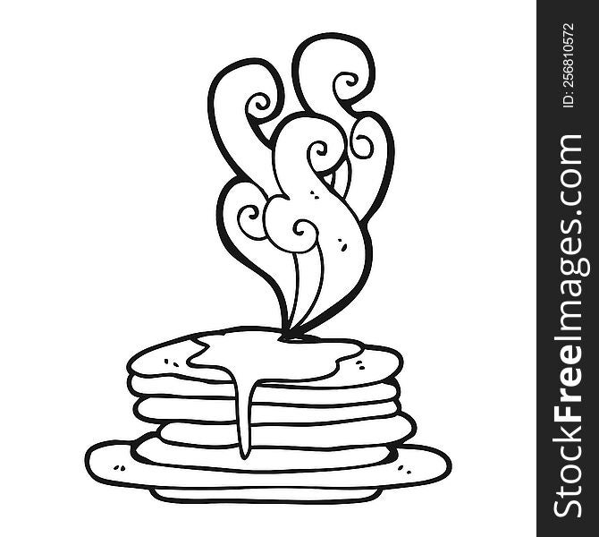 Black And White Cartoon Stack Of Pancakes