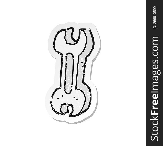 Retro Distressed Sticker Of A Cartoon Spanner