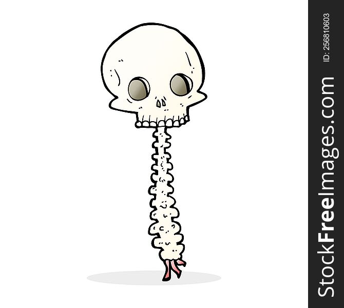 spooky cartoon skull and spine