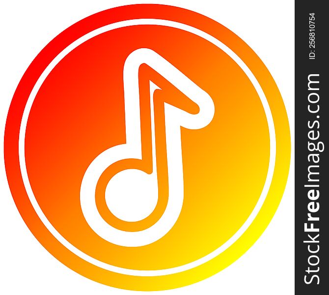 musical note circular icon with warm gradient finish. musical note circular icon with warm gradient finish