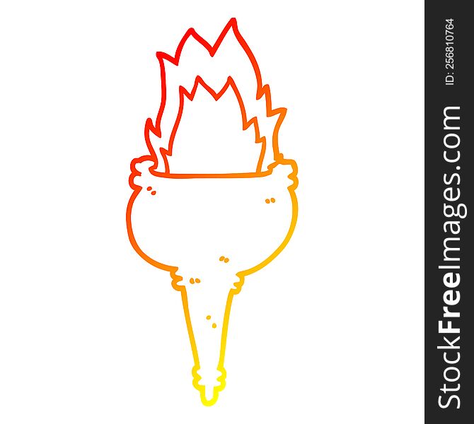 Warm Gradient Line Drawing Cartoon Flaming Torch