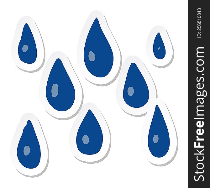 sticker of a cartoon raindrops