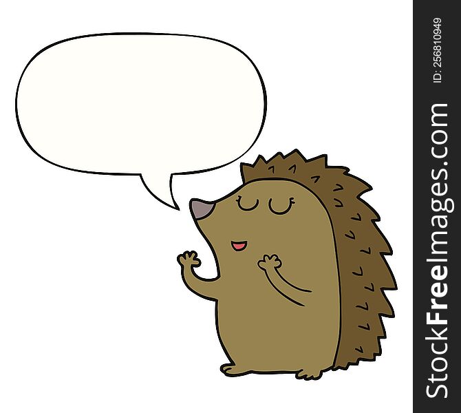 cartoon hedgehog with speech bubble. cartoon hedgehog with speech bubble
