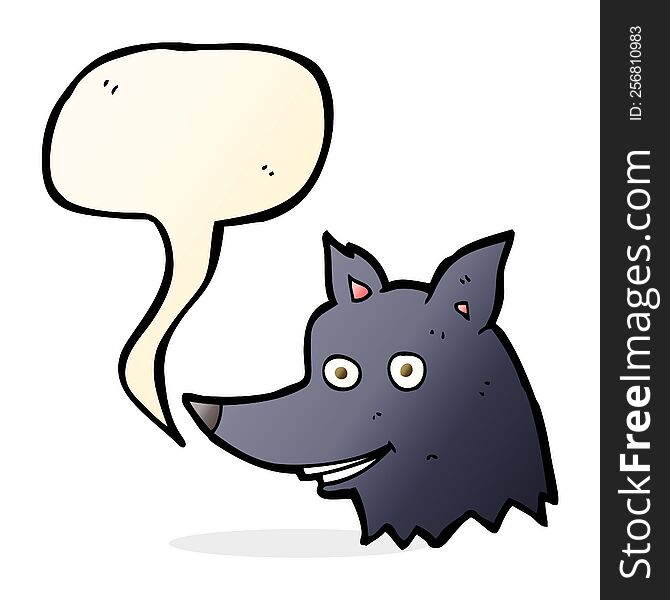 cartoon wolf head with speech bubble