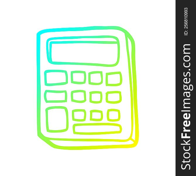 cold gradient line drawing of a cartoon calculator