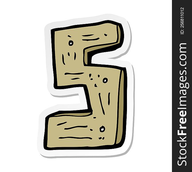 sticker of a cartoon wooden number