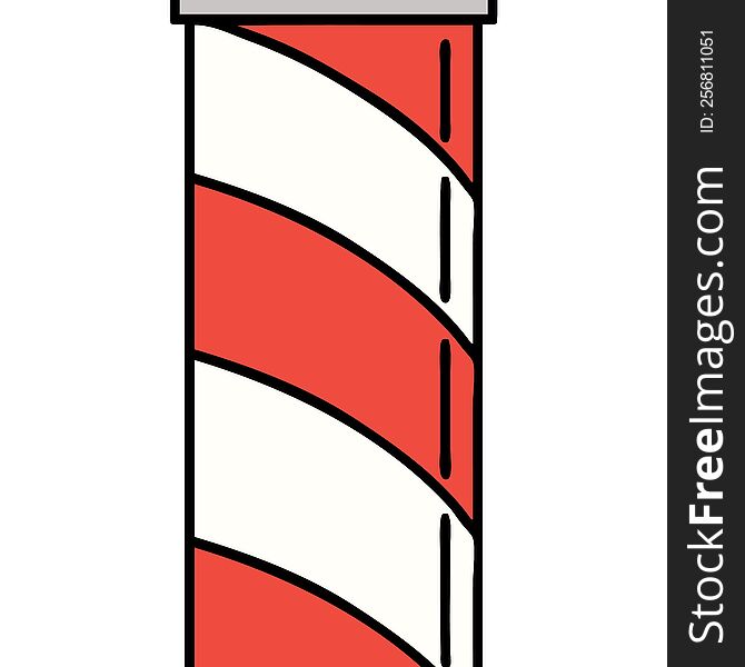 tattoo in traditional style of a barbers pole. tattoo in traditional style of a barbers pole