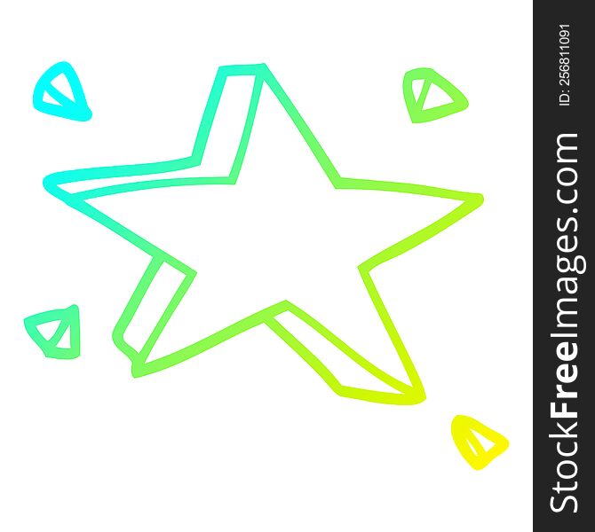 cold gradient line drawing of a cartoon star