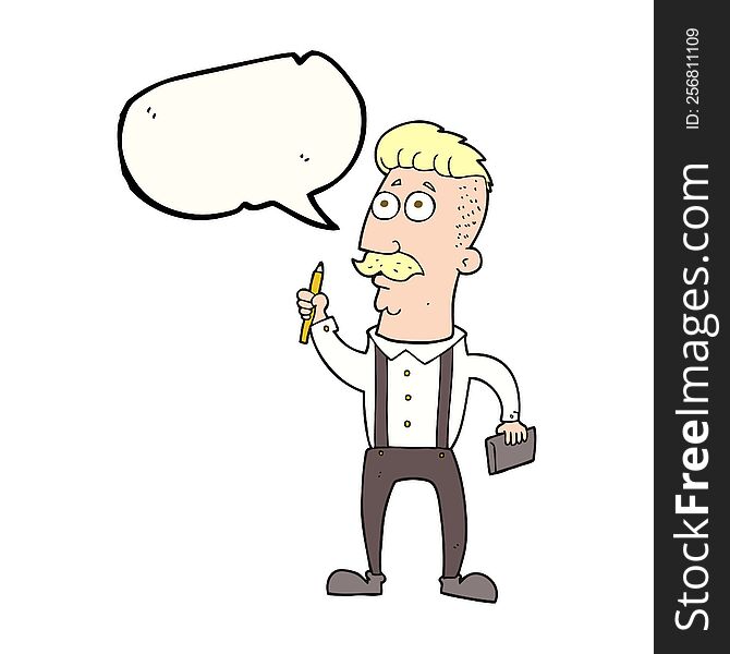Speech Bubble Cartoon Man With Notebook