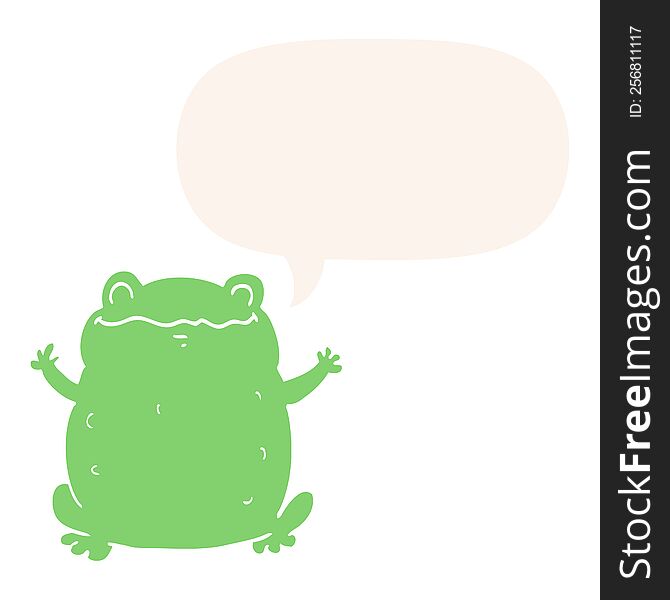 cartoon toad with speech bubble in retro style