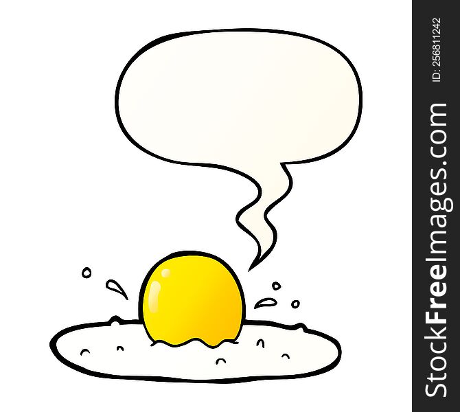 Cartoon Fried Egg And Speech Bubble In Smooth Gradient Style