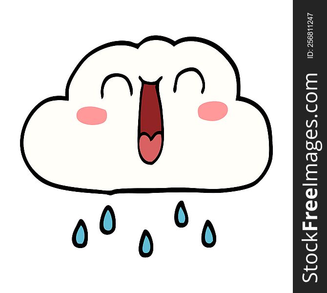 Happy Cartoon Doodle Rain Cloud