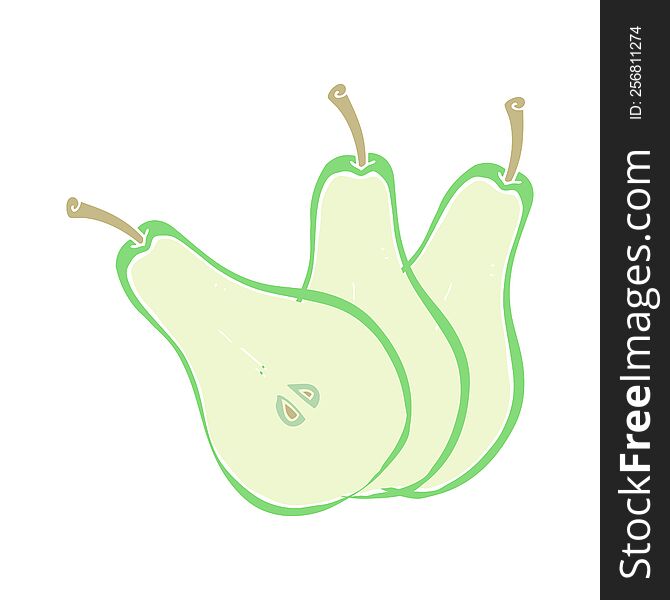 Flat Color Illustration Of A Cartoon Sliced Pear