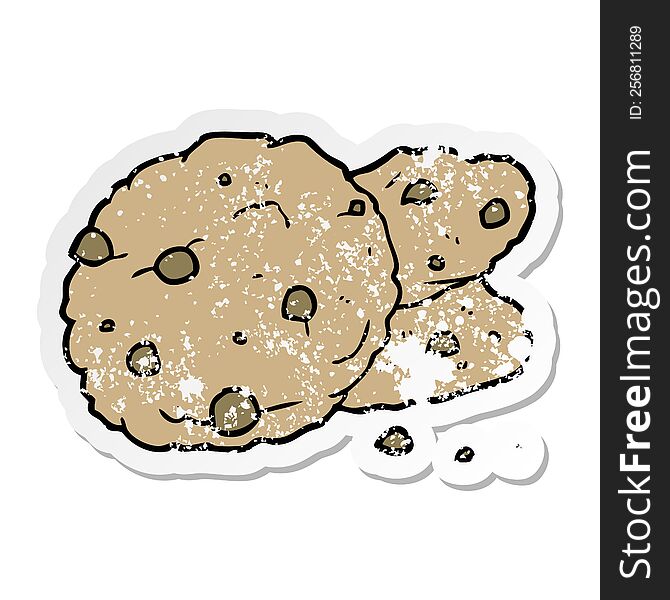distressed sticker of a cartoon cookies