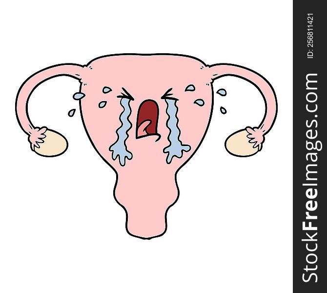 cartoon uterus crying. cartoon uterus crying