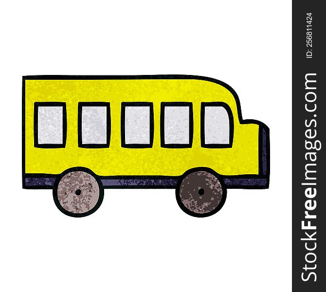 Retro Grunge Texture Cartoon School Bus