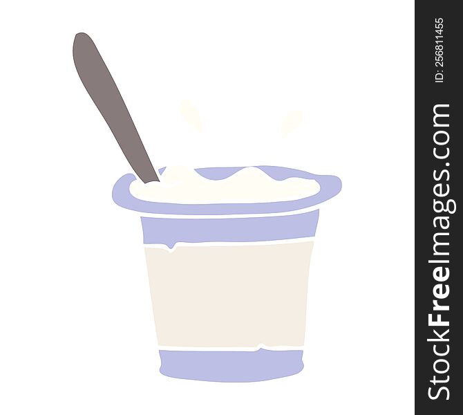 flat color illustration cartoon yogurt