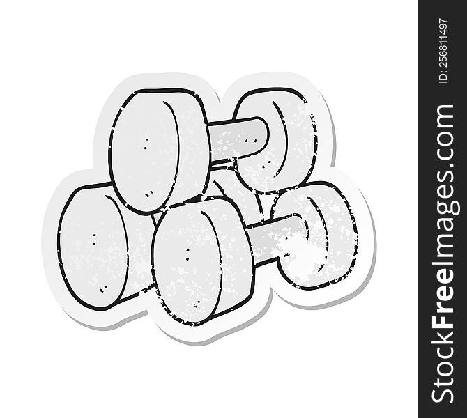 retro distressed sticker of a cartoon dumbbells