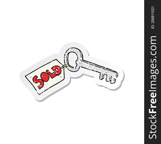 retro distressed sticker of a cartoon new house key