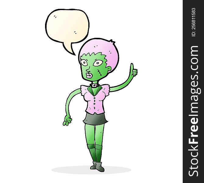 Cartoon Halloween Girl With Speech Bubble