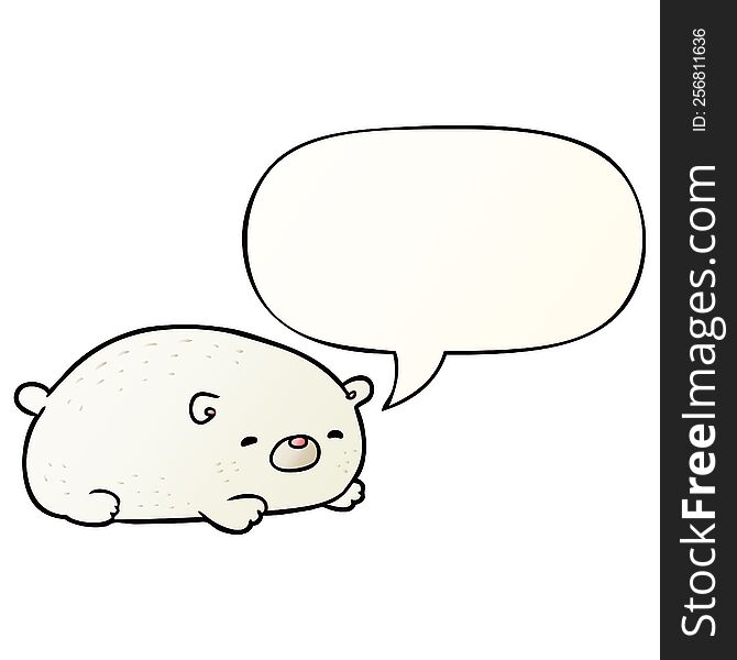 Cute Cartoon Polar Bear And Speech Bubble In Smooth Gradient Style