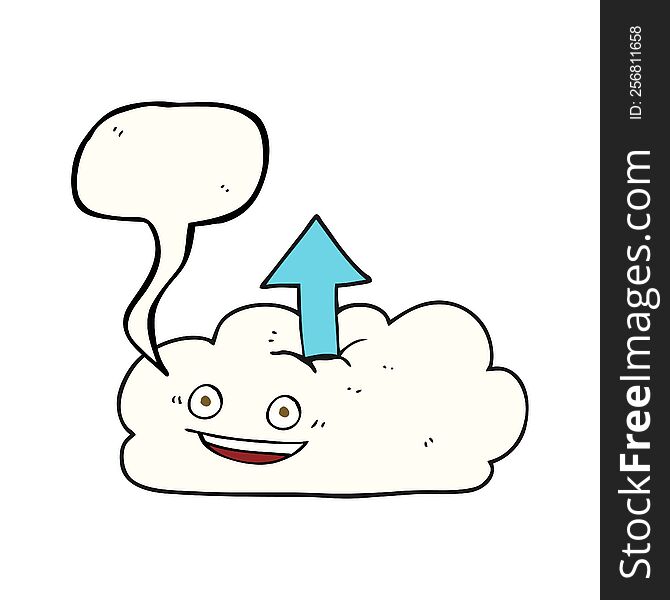 freehand drawn speech bubble cartoon upload to the cloud