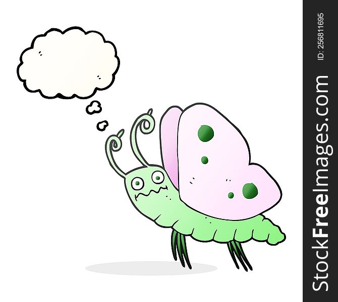 freehand drawn thought bubble cartoon funny butterfly