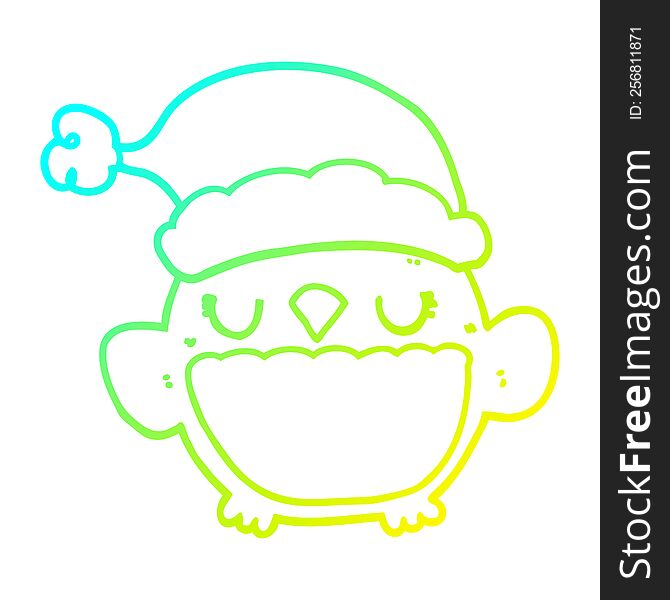 Cold Gradient Line Drawing Cute Christmas Owl