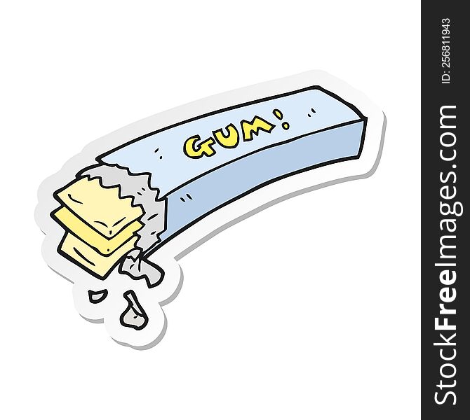 sticker of a cartoon chewing gum
