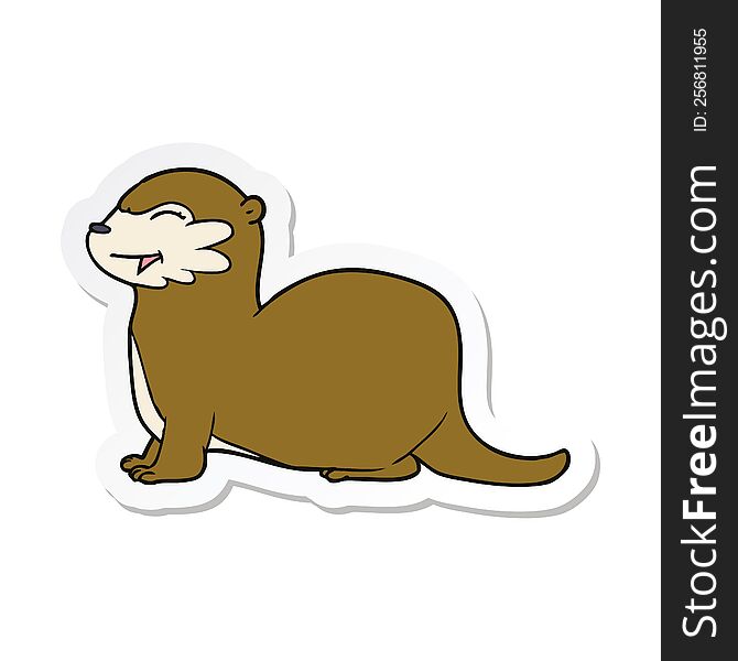 sticker of a laughing otter cartoon