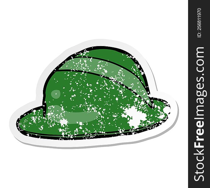 Distressed Sticker Of A Cartoon Bowler Hat