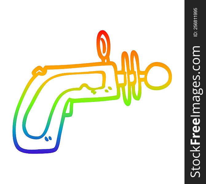 rainbow gradient line drawing of a cartoon ray gun