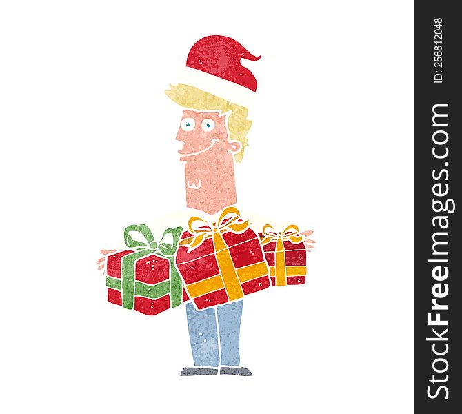 cartoon man with gifts