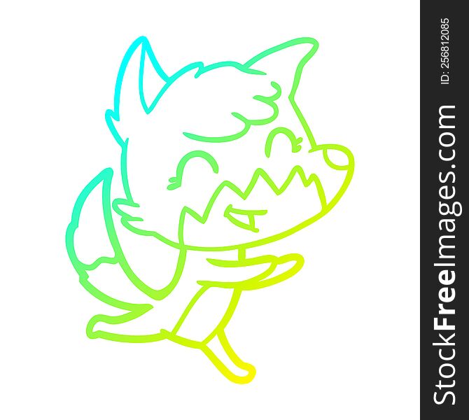 Cold Gradient Line Drawing Happy Cartoon Fox