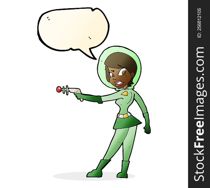 Cartoon Sci Fi Girl With Speech Bubble