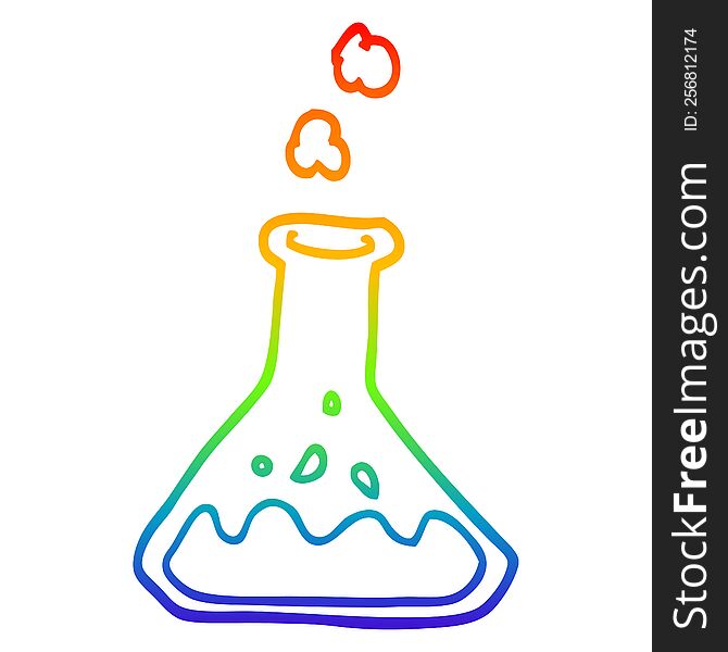 Rainbow Gradient Line Drawing Cartoon Chemicals In Bottle