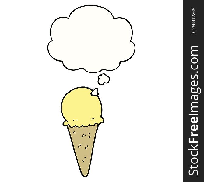 Cartoon Ice Cream And Thought Bubble