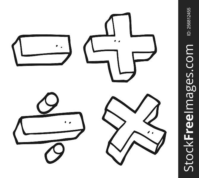 Black And White Cartoon Math Symbols