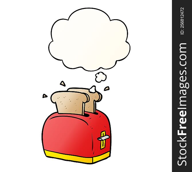 cartoon toaster with thought bubble in smooth gradient style