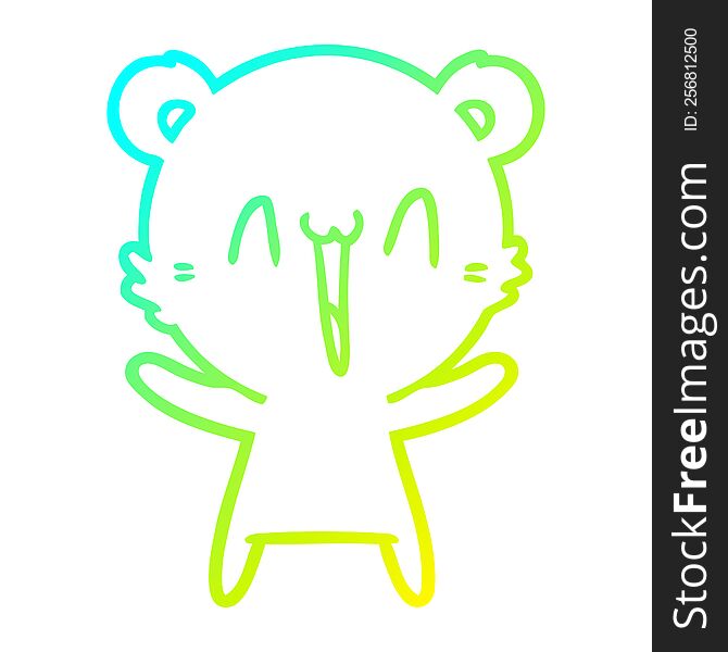 cold gradient line drawing of a happy bear cartoon
